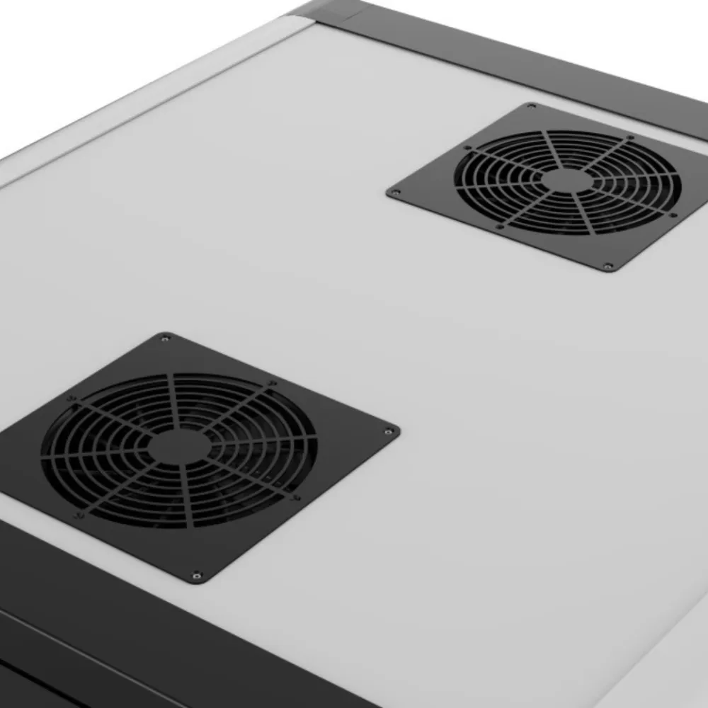 Twin ventilation fans on the booth roof
