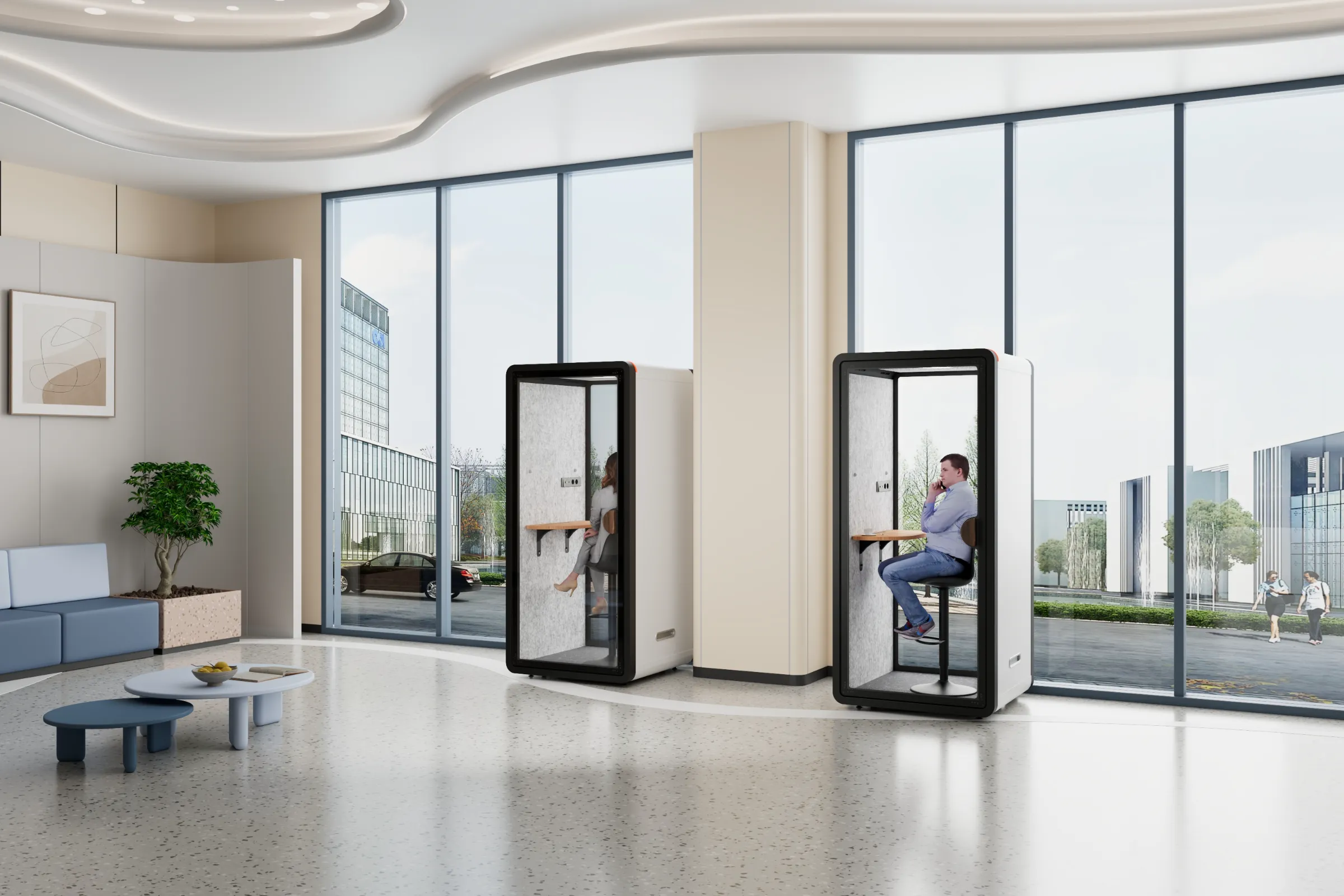 Maxi Phone Booths in a bright open-plan office